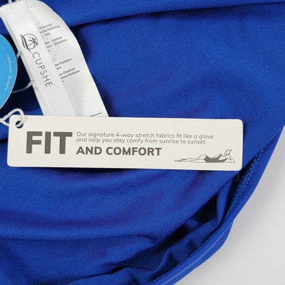 Cupshe Blue Ruching V-Neckline One Piece Swimsuit Sz L NEW - Picture 16 of 16